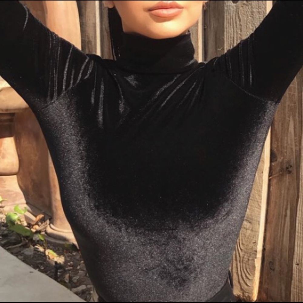 Faux Velvet Mock Bodysuit